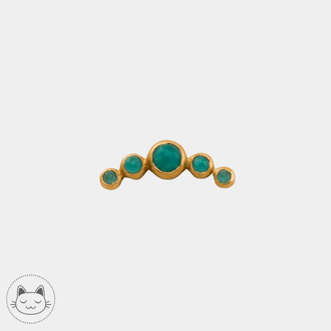 Auris- Cabochon "Moonheart"- Or jaune et Amazonites. - Kawaii Place piercing