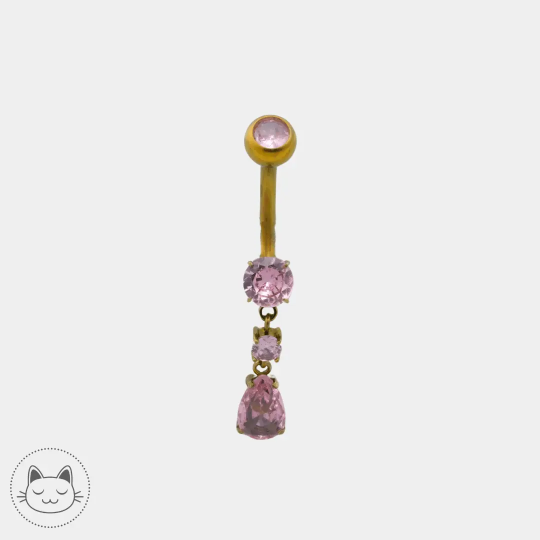 Bijou nombril pendant - Titane - Zircon Rose - Kawaii Place piercing