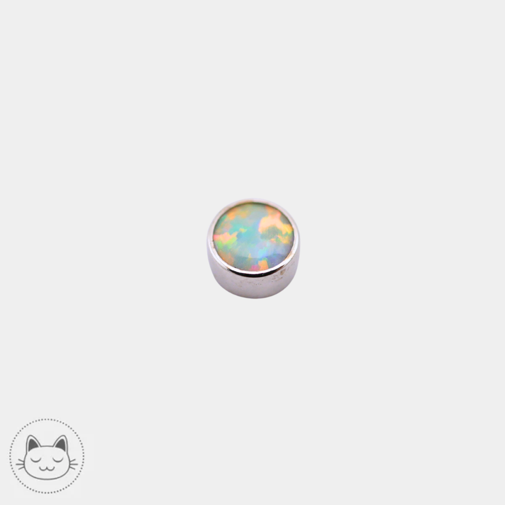 BVLA - Cabochon - Or blanc et Opale blanche Kawaii Place piercing