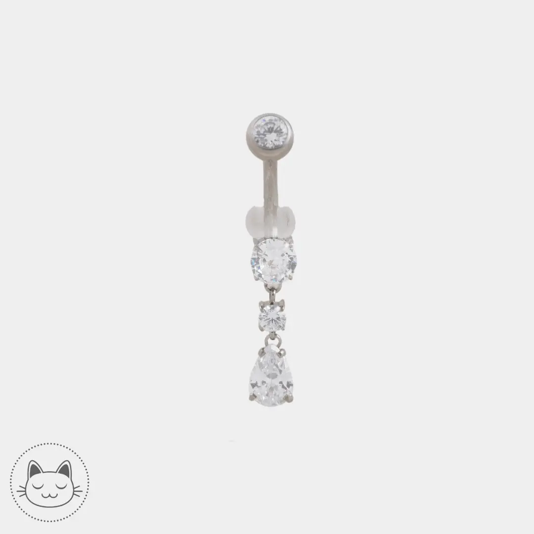 Bijou nombril pendant - Titane - Zircon Blanc - Kawaii Place piercing