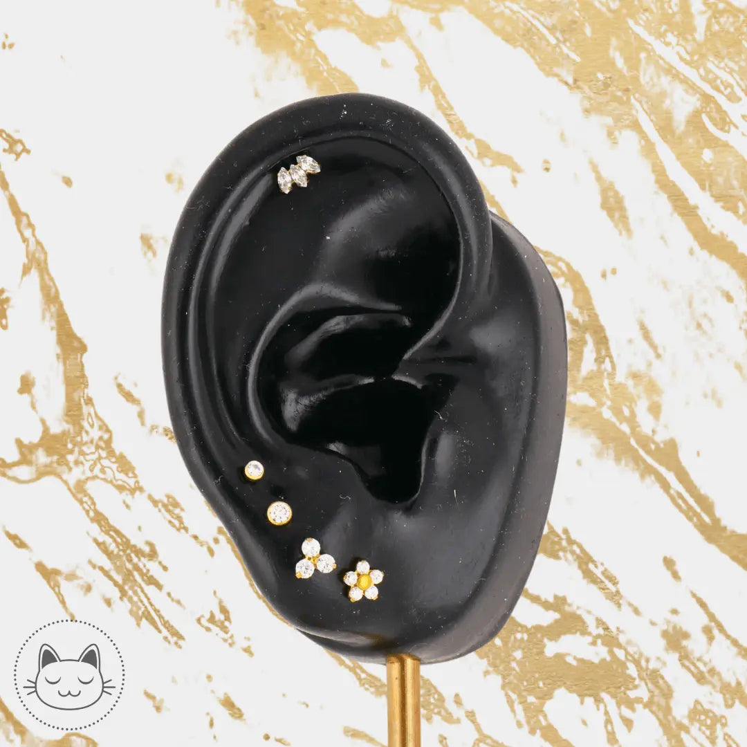 NeoMetal - Flower - Zircons Blanc - Kawaii Place piercing