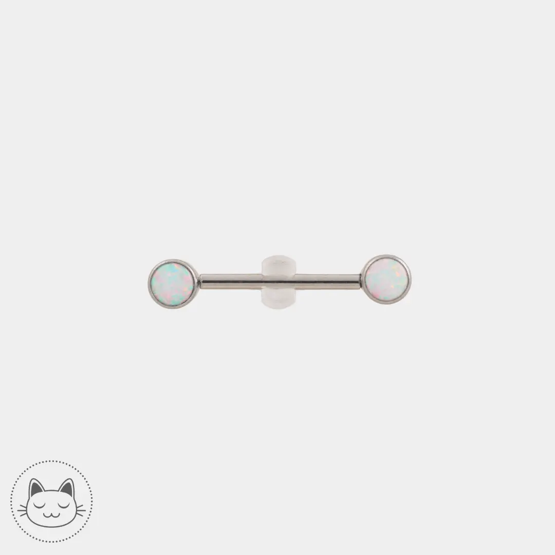 Bijou téton - Titane - Opaline blanche - Kawaii Place piercing