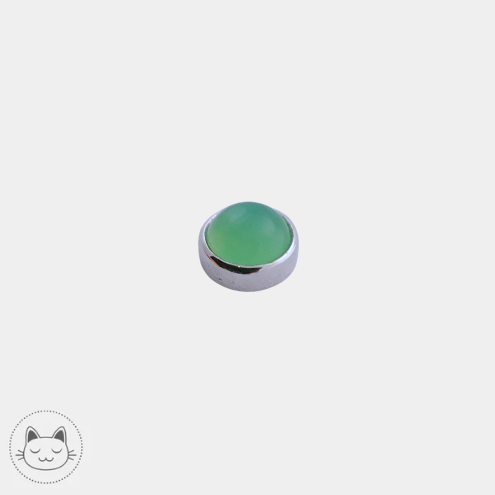 BVLA - Cabochon - Or blanc et Chrysoprase Kawaii Place piercing