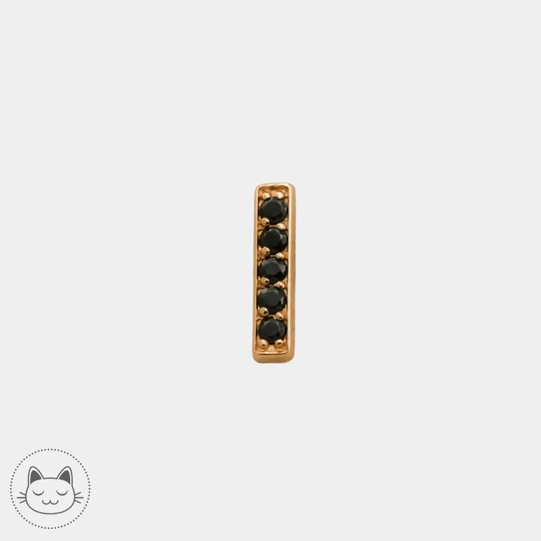 Auris- Cabochon "Cascade"- Or jaune et Zircons noir - Kawaii Place piercing