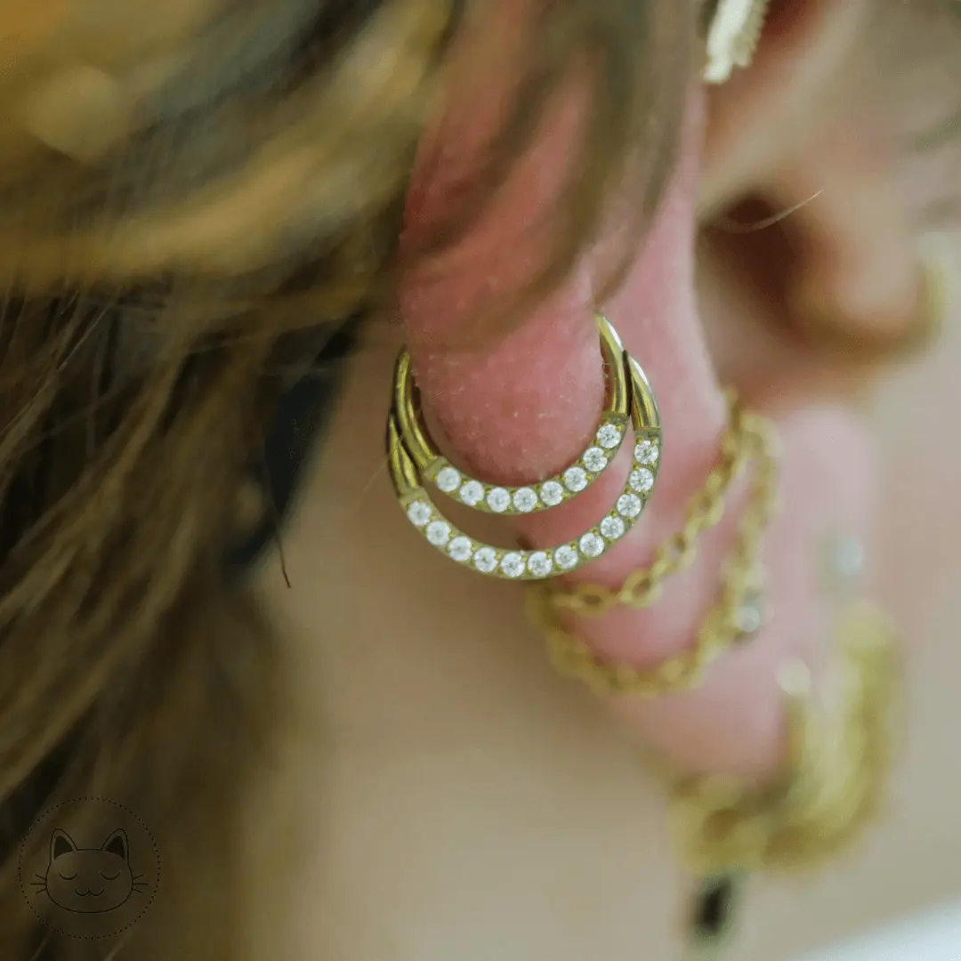 Anneau Titane - Zircons blancs - Kawaii Place piercing