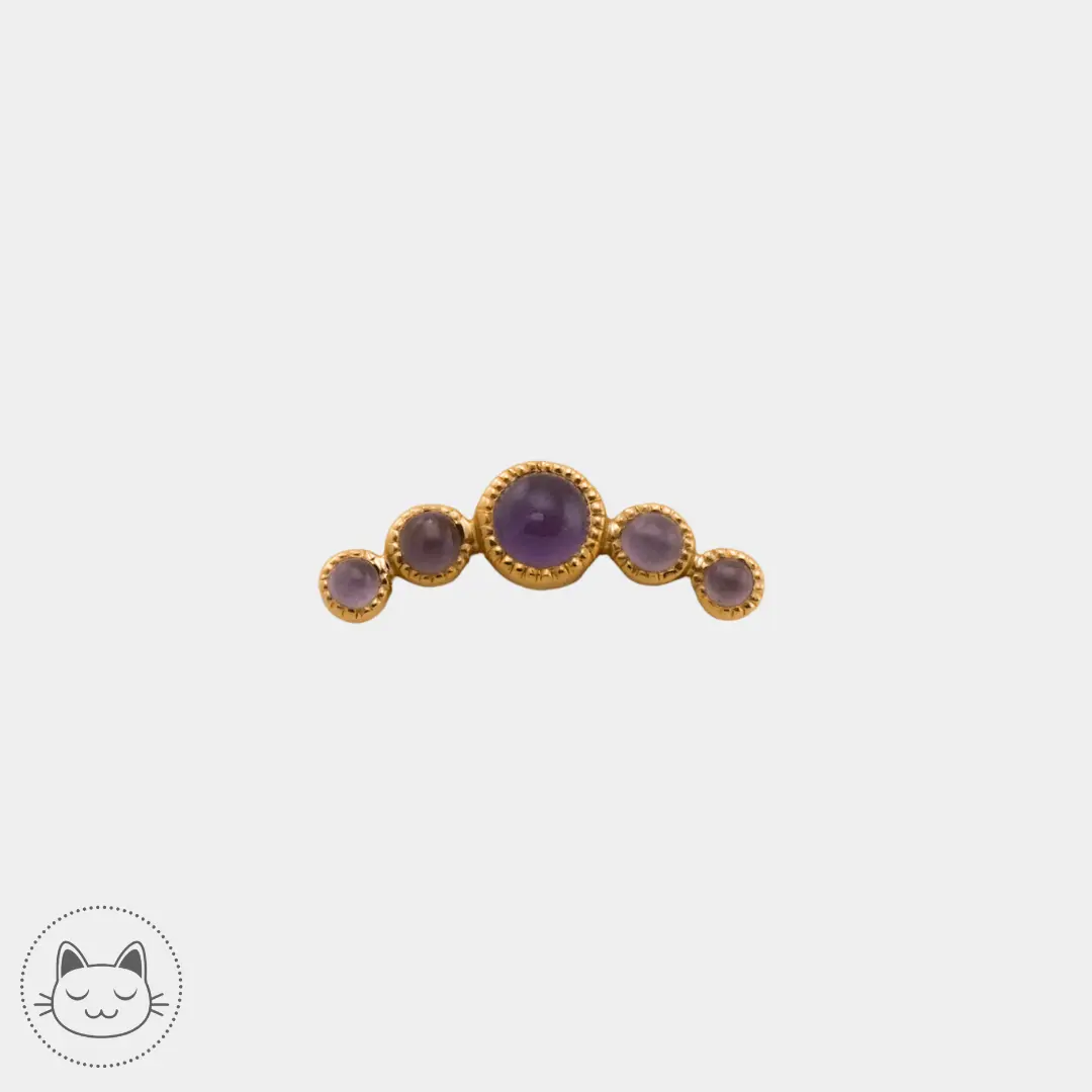 Auris- Cabochon "Moonheart"- Or jaune et Amethystes. - Kawaii Place piercing