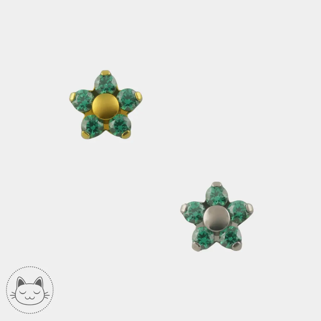 NeoMetal - Flower - Zircon Vert - Kawaii Place piercing