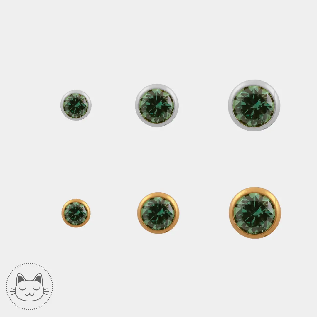 NeoMetal - Cabochon - Zircon Vert - Kawaii Place piercing