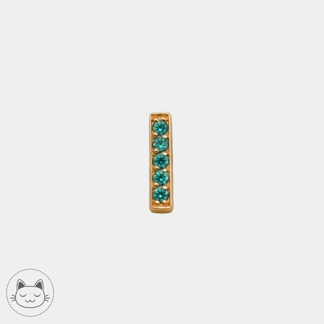 Auris- Cabochon "Cascade"- Or jaune et zircons vert. - Kawaii Place piercing