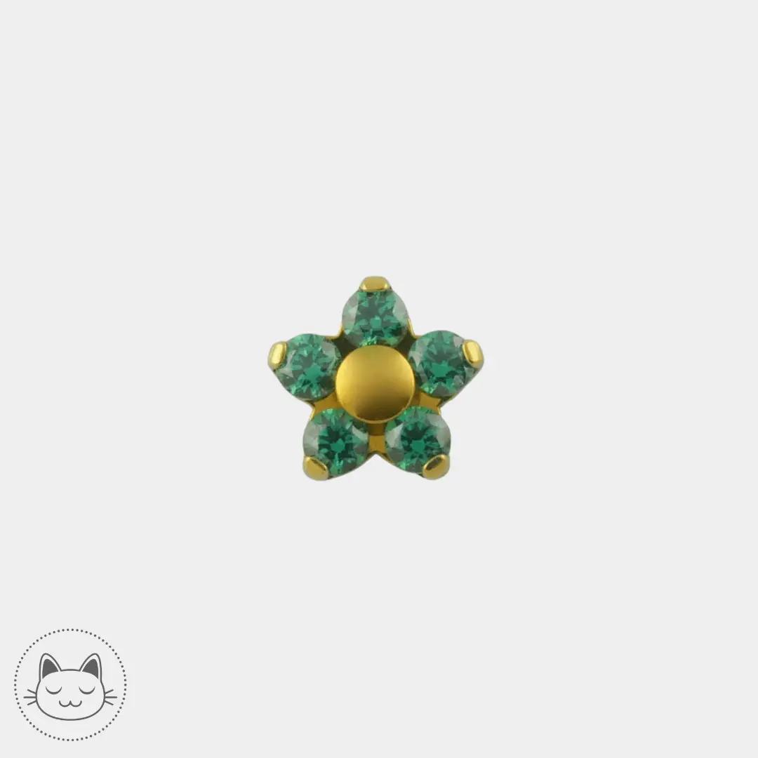 NeoMetal - Flower - Zircon Vert - Kawaii Place piercing