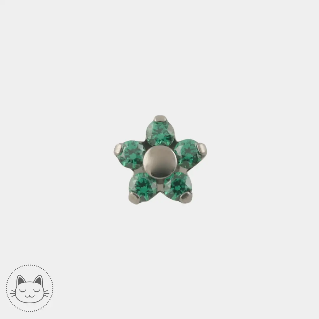 NeoMetal - Flower - Zircon Vert - Kawaii Place piercing