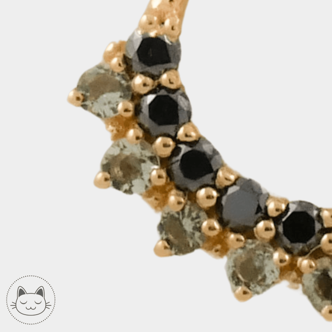 Naga Jewelry - Oeil de Nuit - Diamants noirs et Moldavite - Kawaii Place piercing