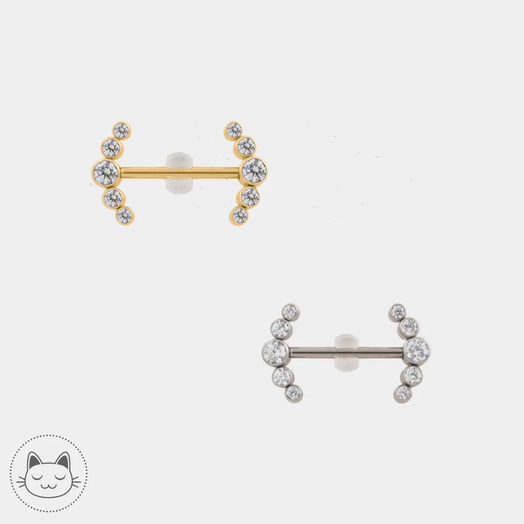Bijou téton - Titane - Zircons blancs - Kawaii Place piercing