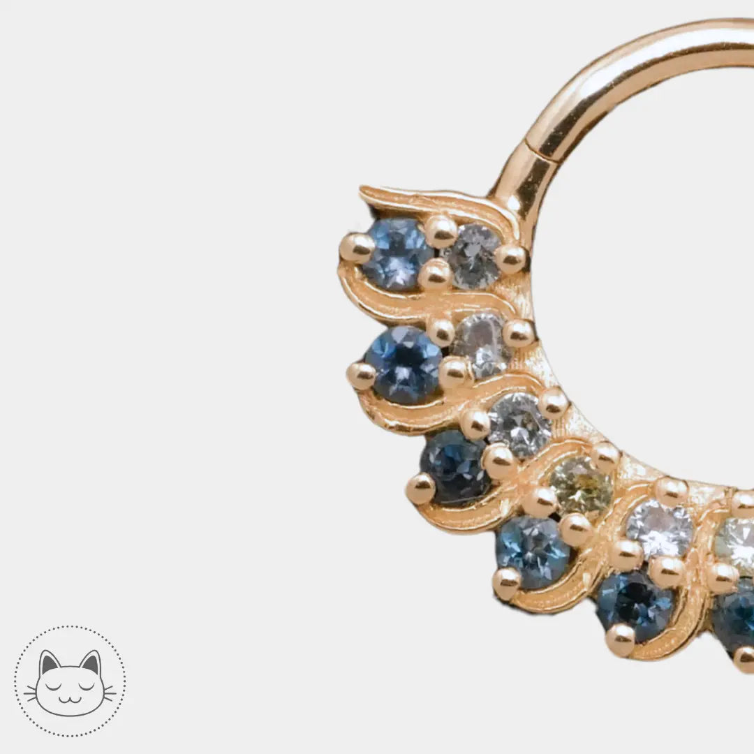 Naga Jewelry - Hortense - Topazes bleues et Saphirs gris. Kawaii Place piercing