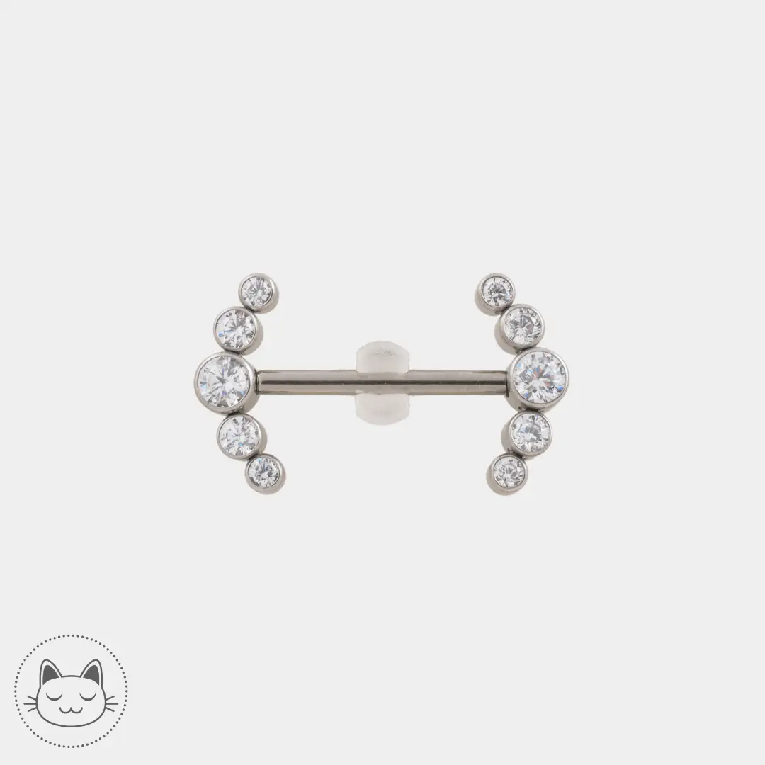 Bijou téton - Titane - Zircons blancs - Kawaii Place piercing