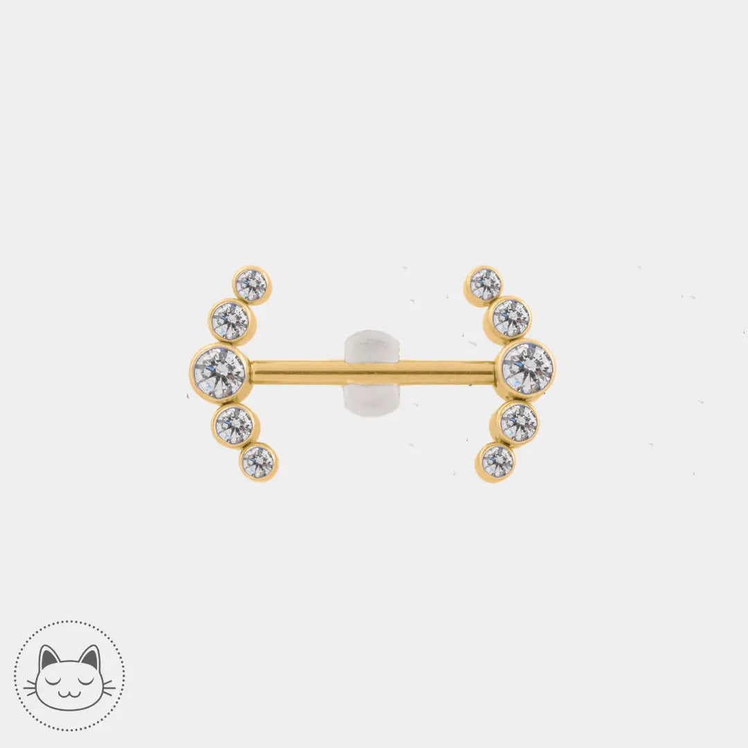 Bijou téton - Titane - Zircons blancs - Kawaii Place piercing