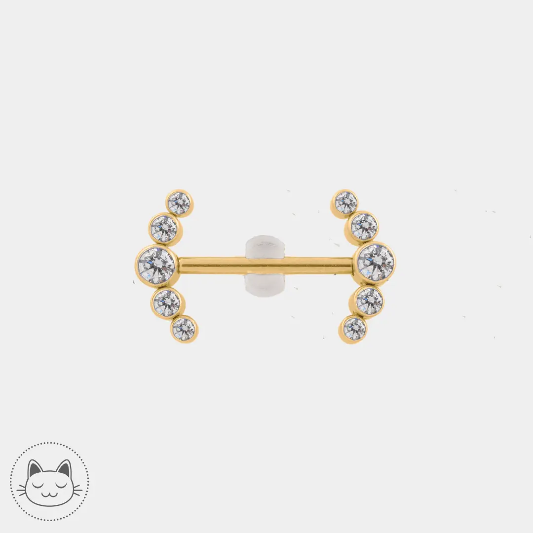 Bijou téton - Titane - Zircons blancs - Kawaii Place piercing