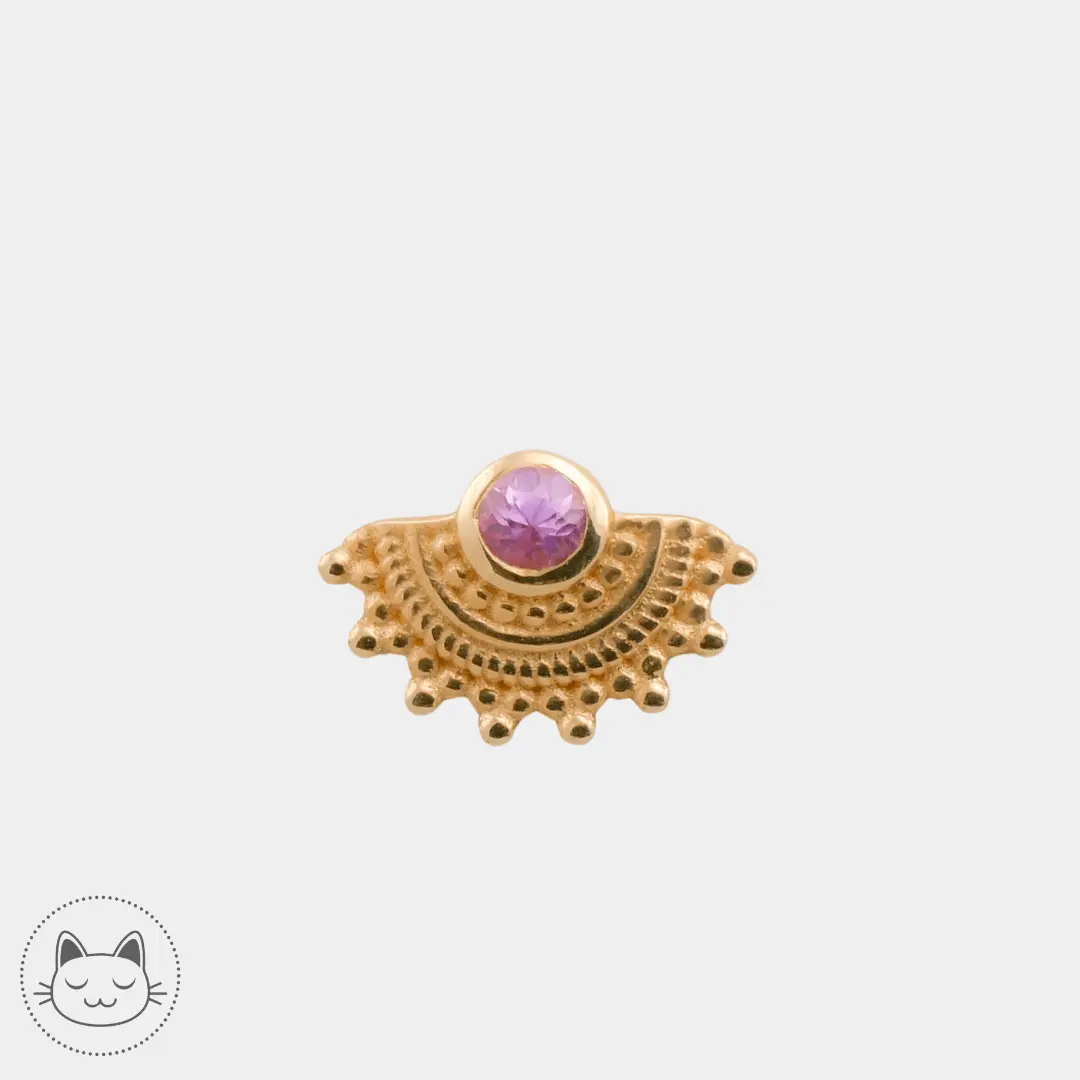 Naga - SunBurst - Or jaune et Saphir Rose - Kawaii Place piercing