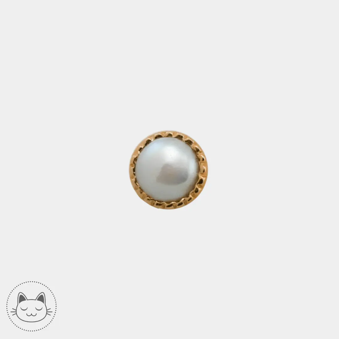 Auris- Cabochon- Or jaune et perle - Kawaii Place piercing