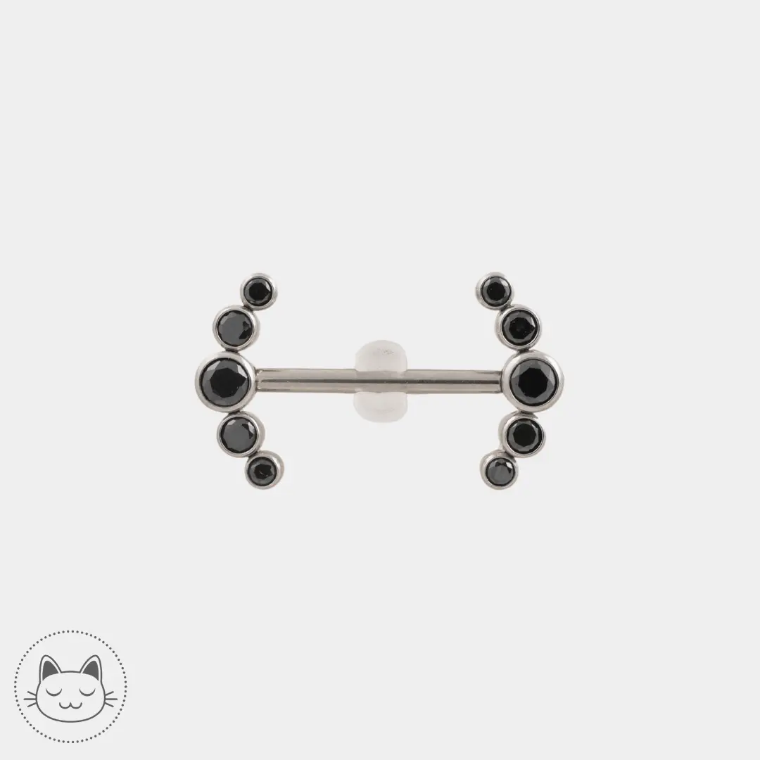 Bijou téton - Titane - Zircons noirs - Kawaii Place piercing