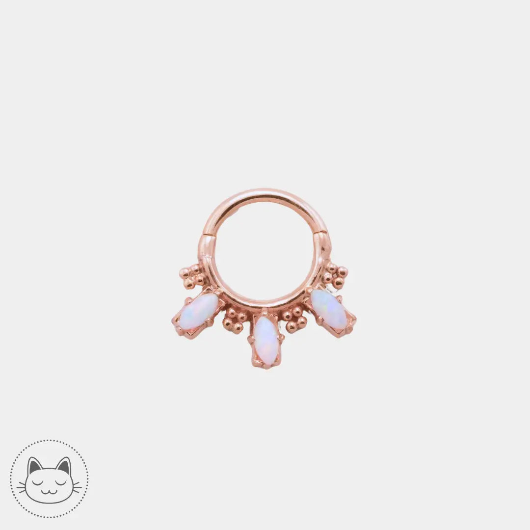 Sacred Symbols - C010 - Emeraude - Onyx - Zircon blanc - Opale - Or jaune Kawaii Place piercing