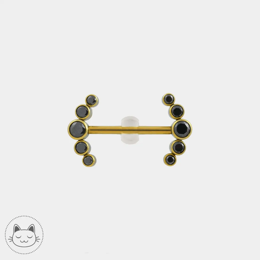 Bijou téton - Titane - Zircons noirs - Kawaii Place piercing
