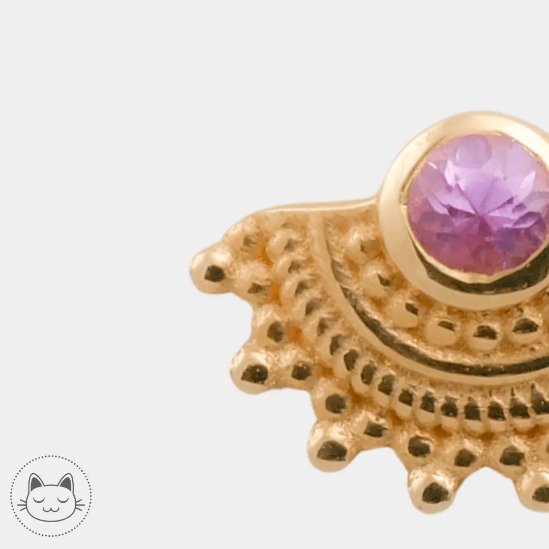 Naga - SunBurst - Or jaune et Saphir Rose - Kawaii Place piercing