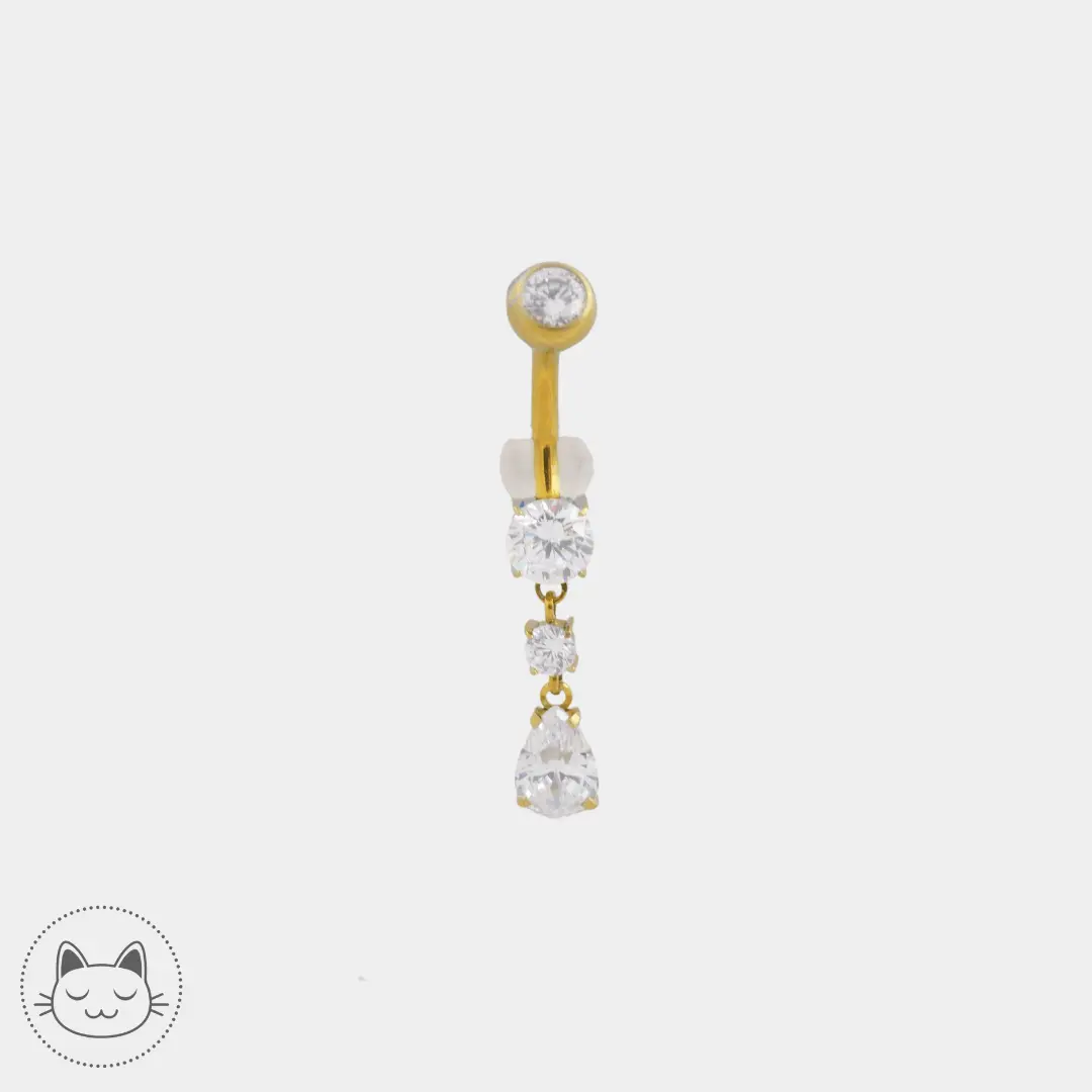 Bijou nombril pendant - Titane - Zircon Blanc - Kawaii Place piercing