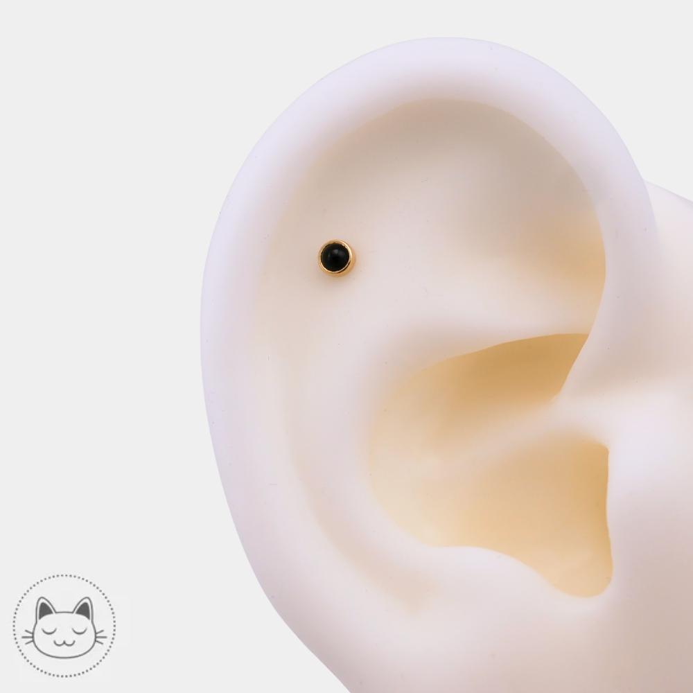 BVLA - Cabochon - Or jaune et Onyx Kawaii Place piercing