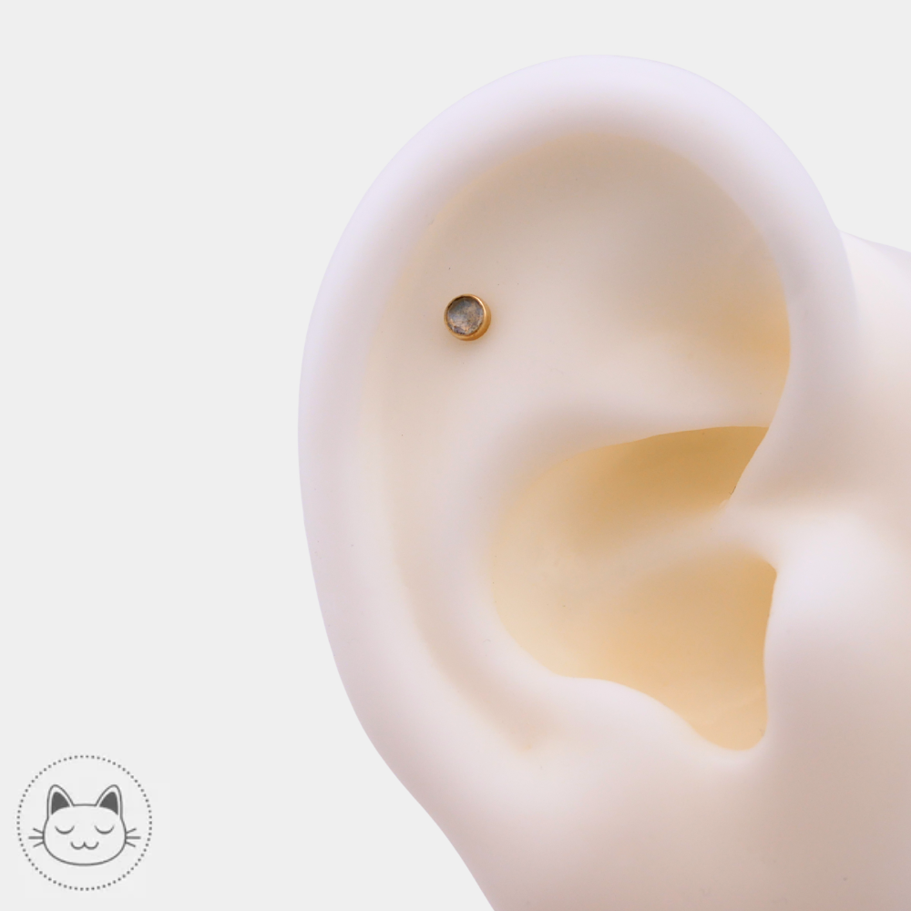 BVLA - Cabochon - Or jaune et Labradorite Kawaii Place piercing