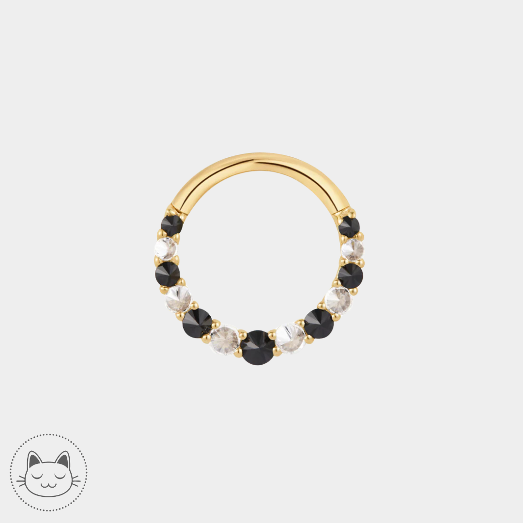 Buddha Jewelry - Eclipse - Or jaune, Spinelles noires et Zircons.