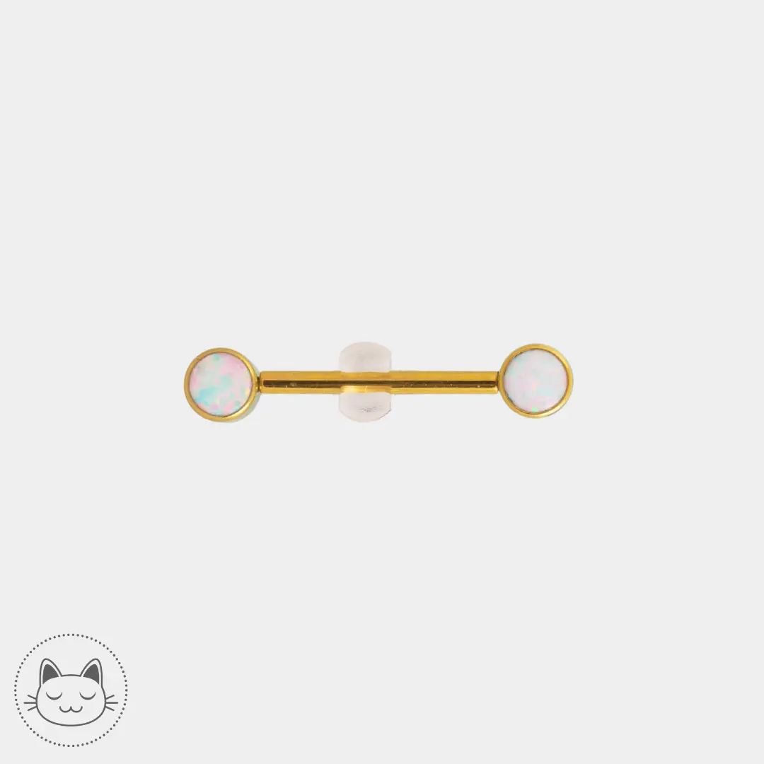 Bijou téton - Titane - Opaline blanche - Kawaii Place piercing