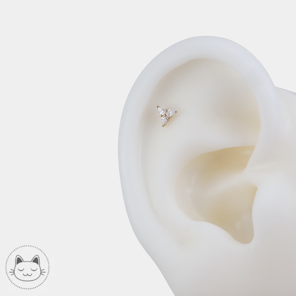 Bijou de piercing 3 Little Pears Buddha Jewelry avec zircons blancs