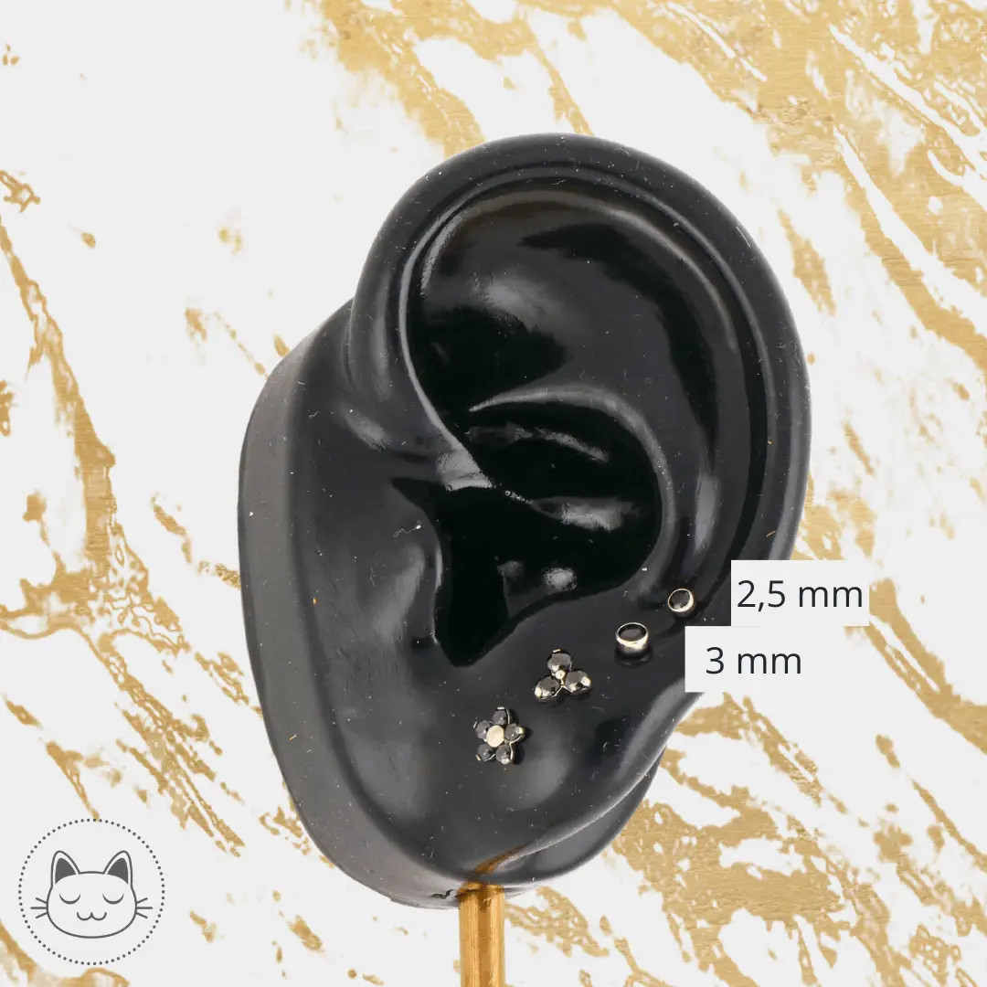 NeoMetal - Cabochon - Zircon Noir - Kawaii Place piercing