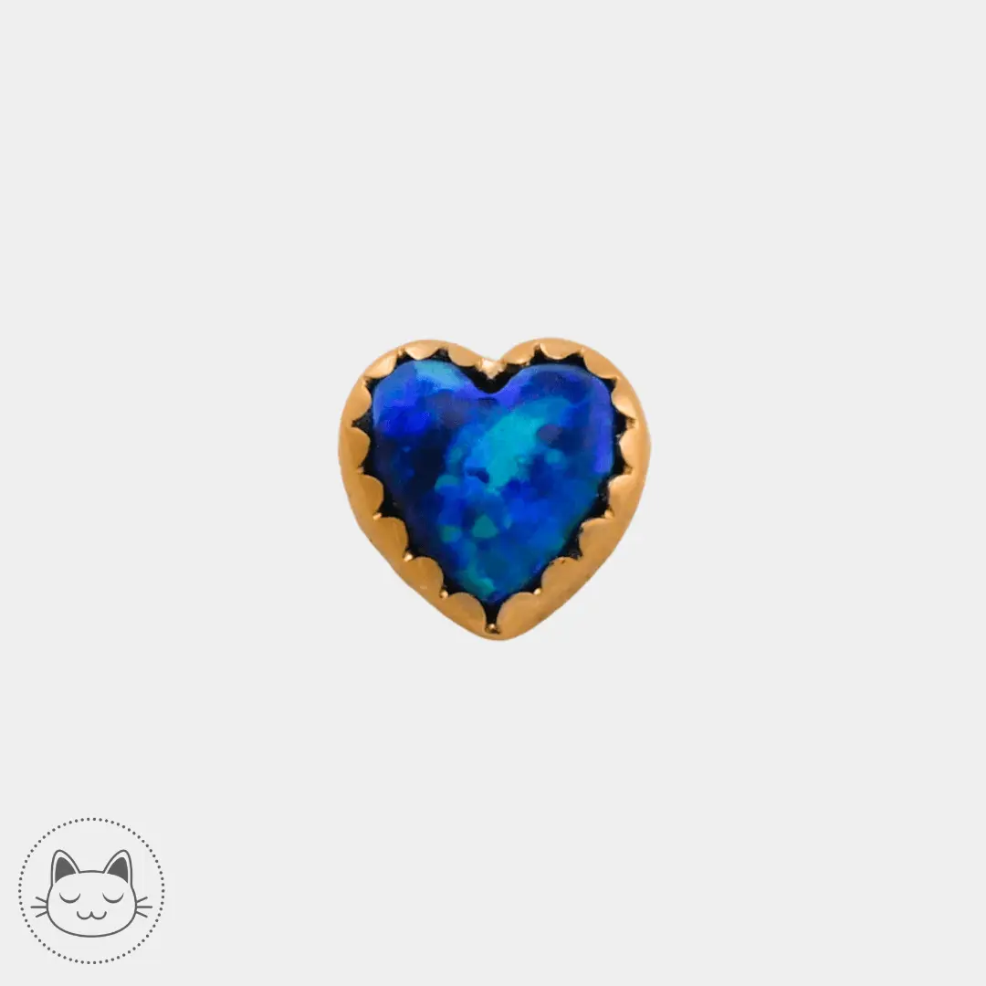 Auris- Cabochon "Cupid"- Or jaune et Opaline bleue - Kawaii Place piercing