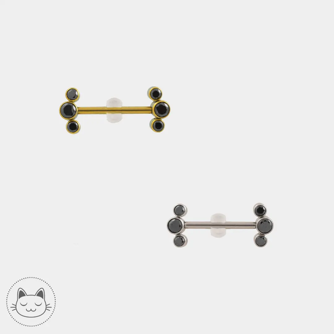 Bijou téton - Titane - Zircons noirs - Kawaii Place piercing
