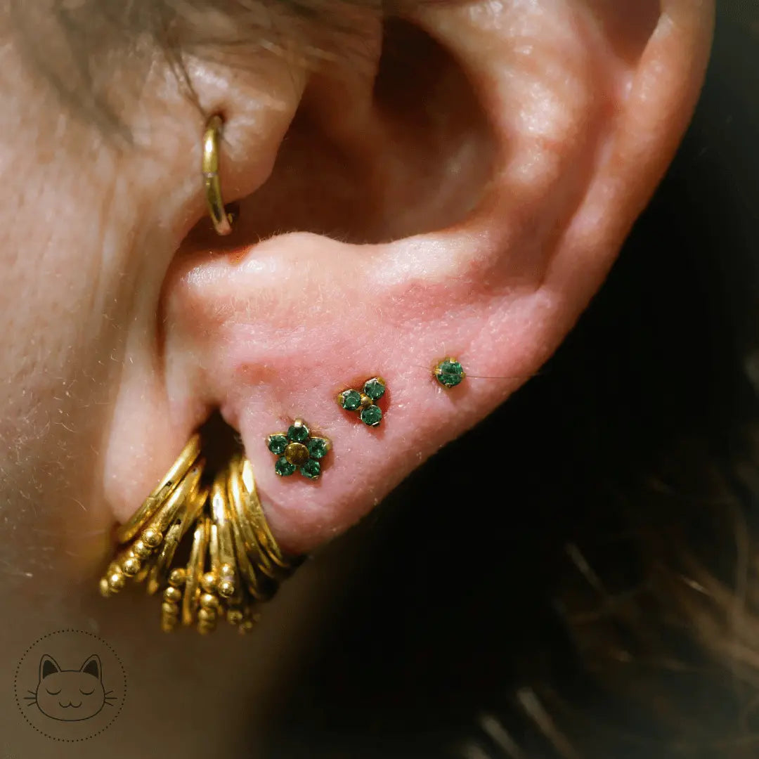 NeoMetal - Cabochon prong - Zircon Vert - Kawaii Place piercing
