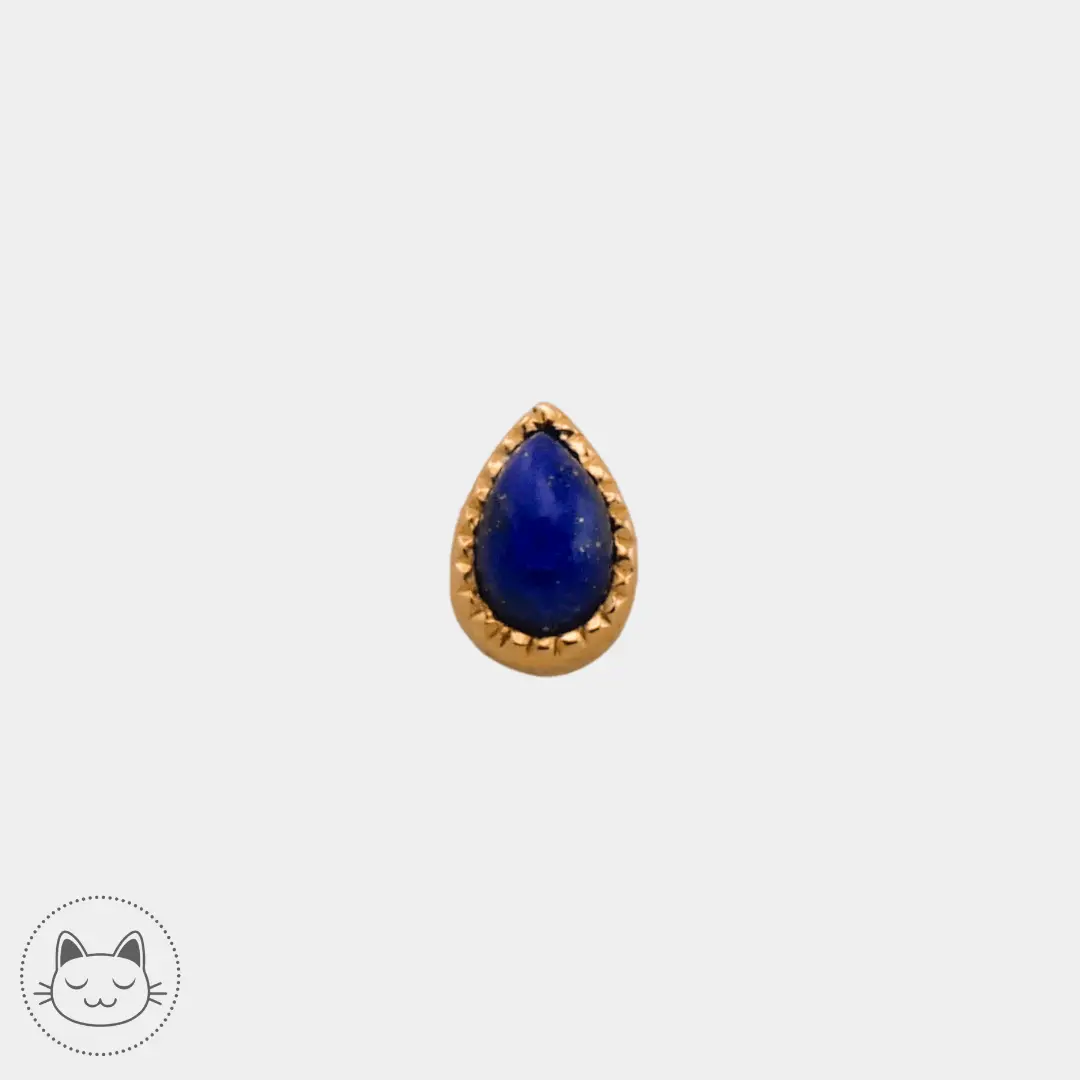 Auris- Cabochon "Teardrop"- Or jaune et lapis lazuli - Kawaii Place piercing