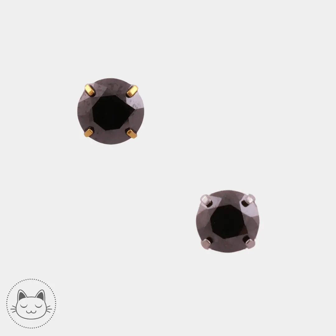 NeoMetal - Cabochon Prong- Zircon noir 5 mm - Kawaii Place piercing