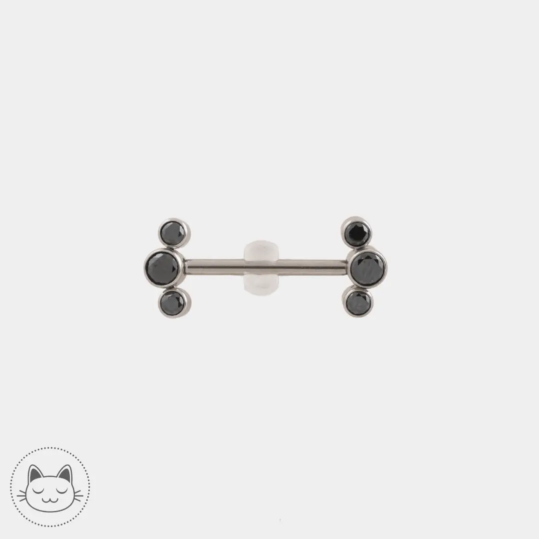Bijou téton - Titane - Zircons noirs - Kawaii Place piercing