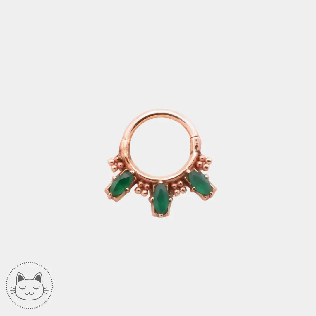 Sacred Symbols - C010 - Emeraude - Onyx - Zircon blanc - Opale - Or jaune Kawaii Place piercing