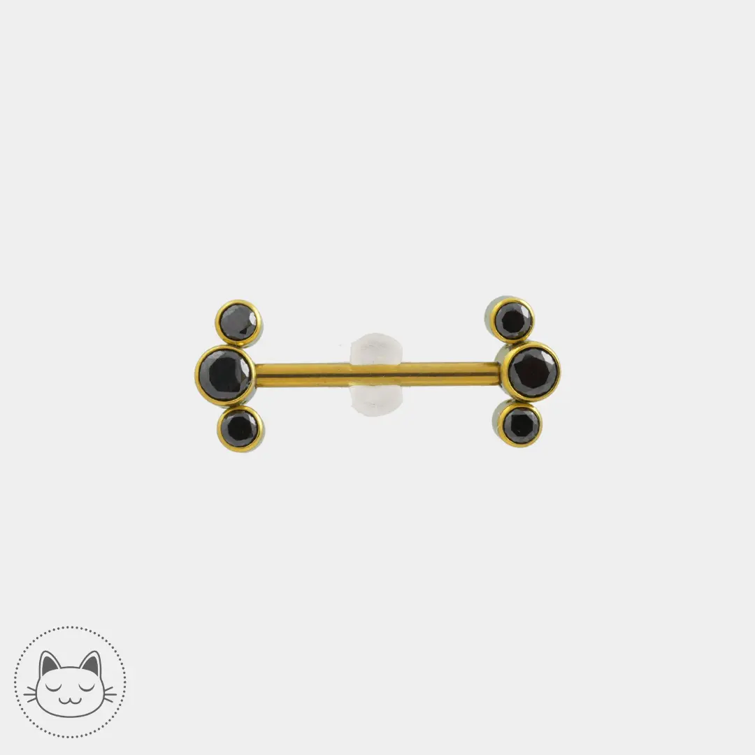 Bijou téton - Titane - Zircons noirs - Kawaii Place piercing