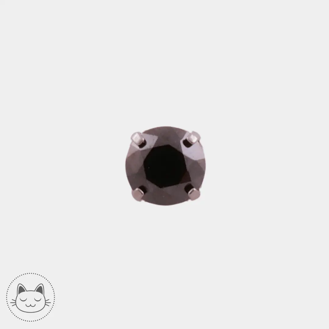 NeoMetal - Cabochon Prong- Zircon noir 5 mm - Kawaii Place piercing