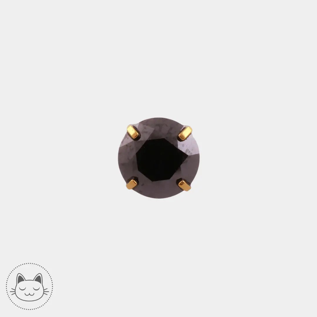 NeoMetal - Cabochon Prong- Zircon noir 5 mm - Kawaii Place piercing