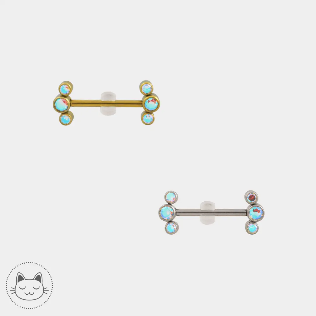 Bijou téton - Titane - Zircons aurore boréale - Kawaii Place piercing