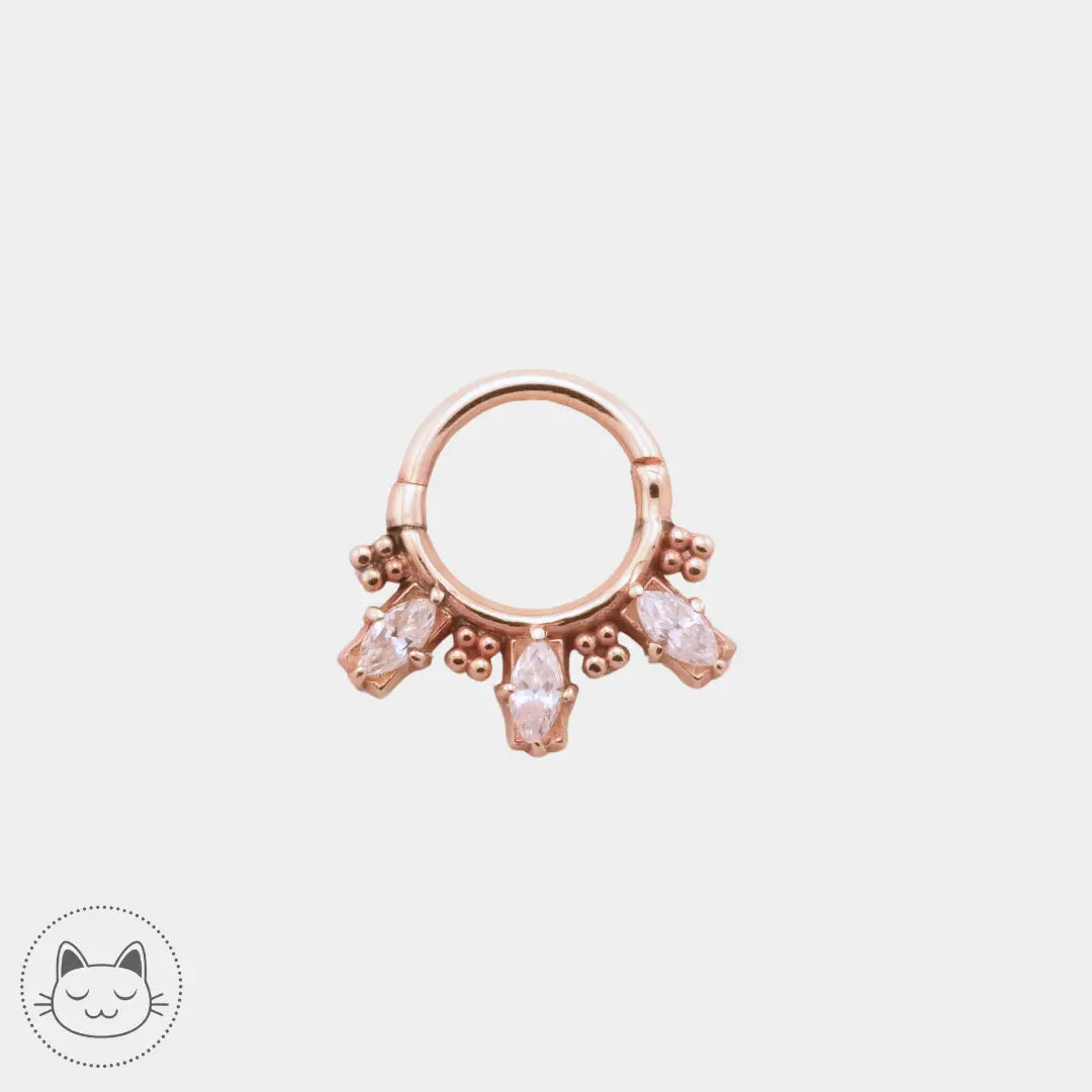 Sacred Symbols - C010 - Emeraude - Onyx - Zircon blanc - Opale - Or jaune Kawaii Place piercing