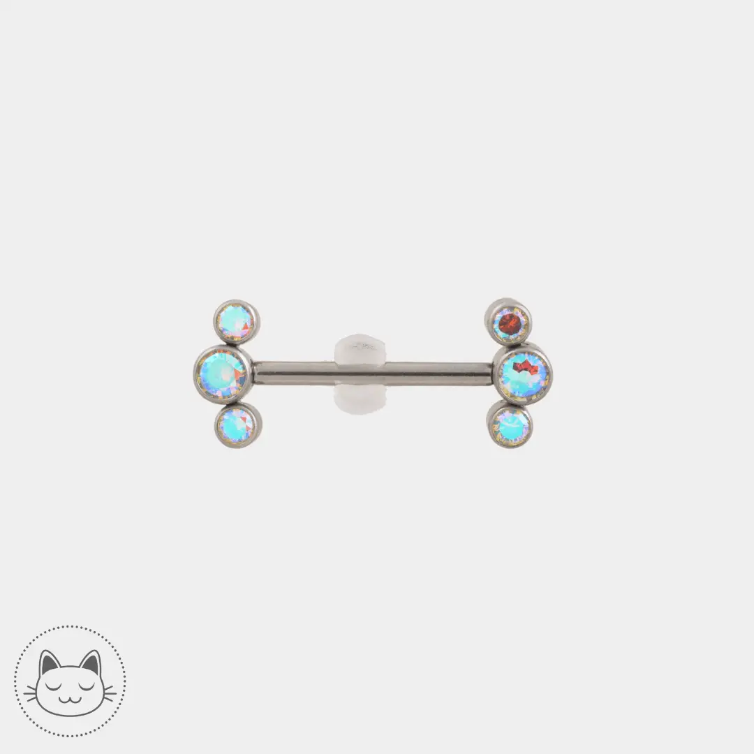 Bijou téton - Titane - Zircons aurore boréale - Kawaii Place piercing