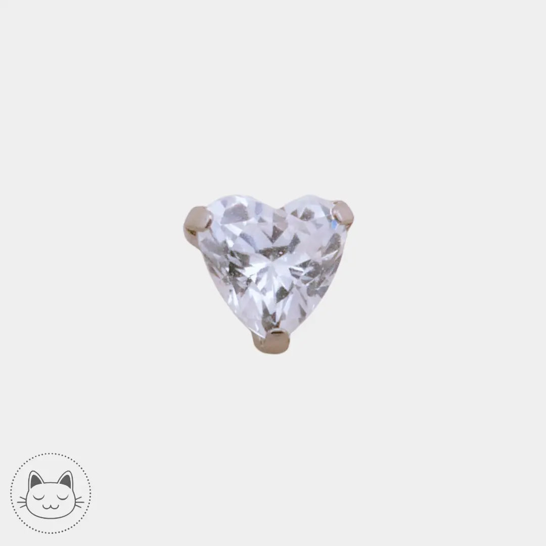 NeoMetal - Prong Cœur - Zircon blanc Kawaii Place piercing