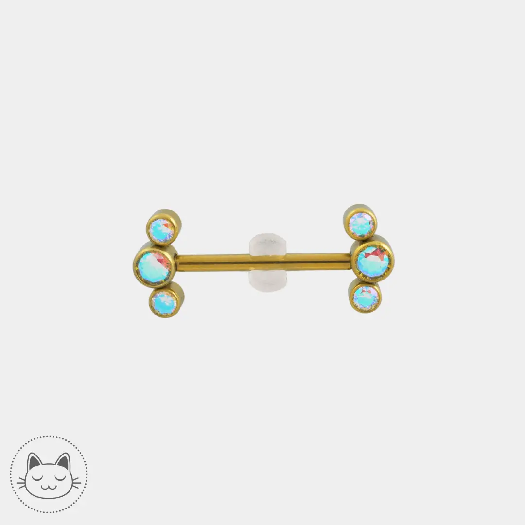 Bijou téton - Titane - Zircons aurore boréale - Kawaii Place piercing