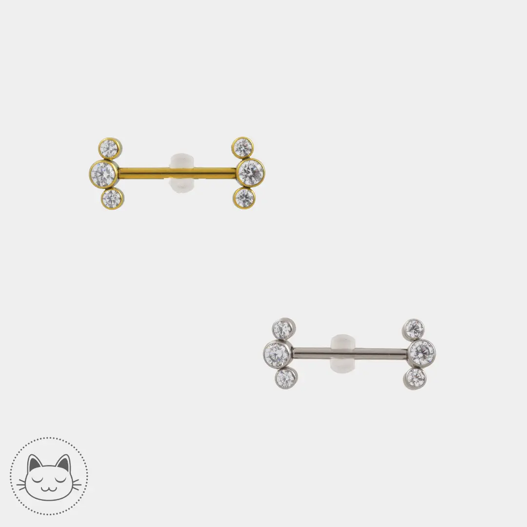 Bijou téton - Titane - Zircons blancs - Kawaii Place piercing